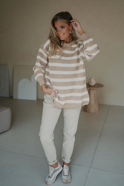 Milioni knit I Striped Beige - Wild Souls by JV® - Knits