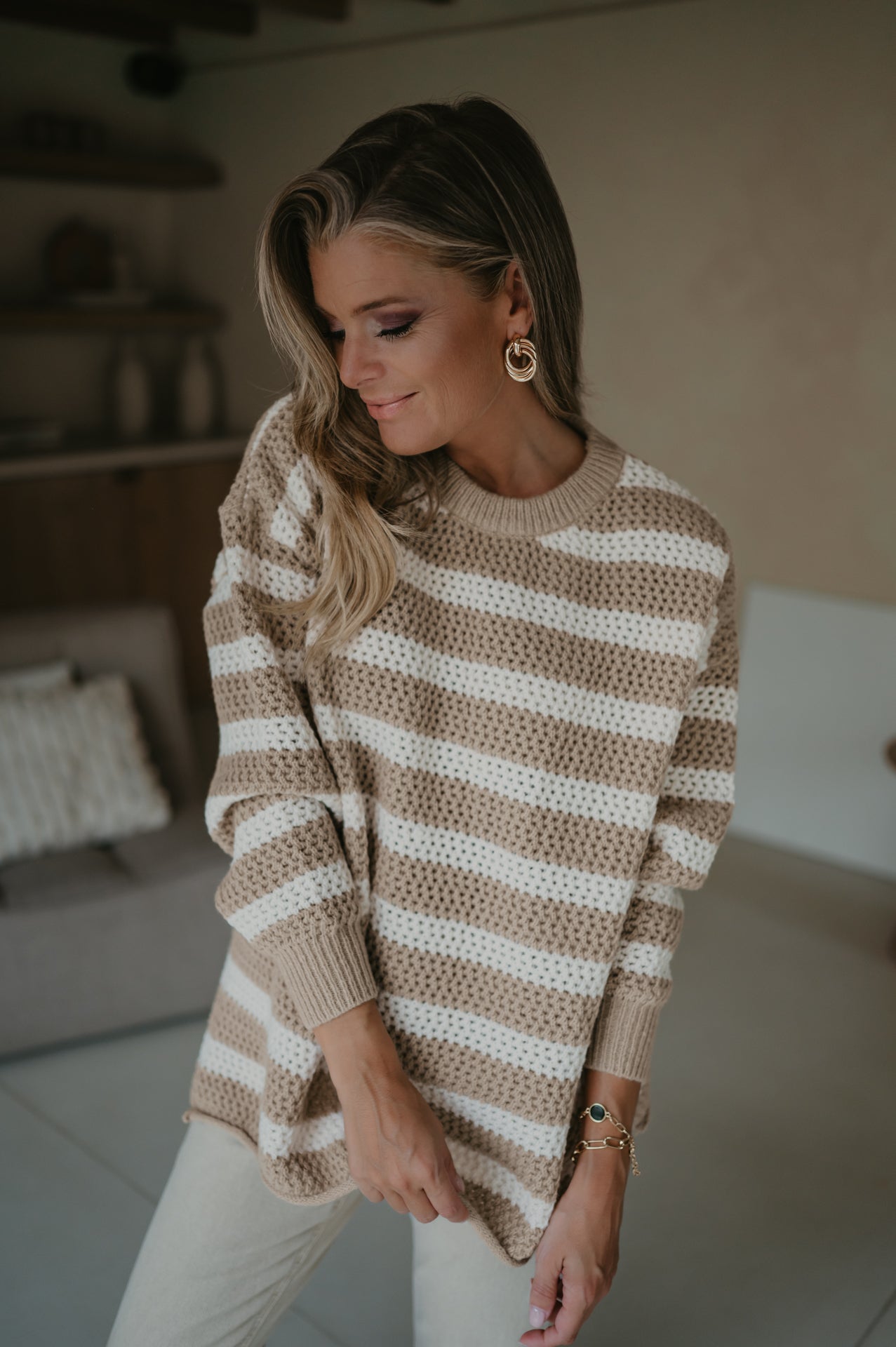 Milioni knit I Striped Beige - Wild Souls by JV® - Knits